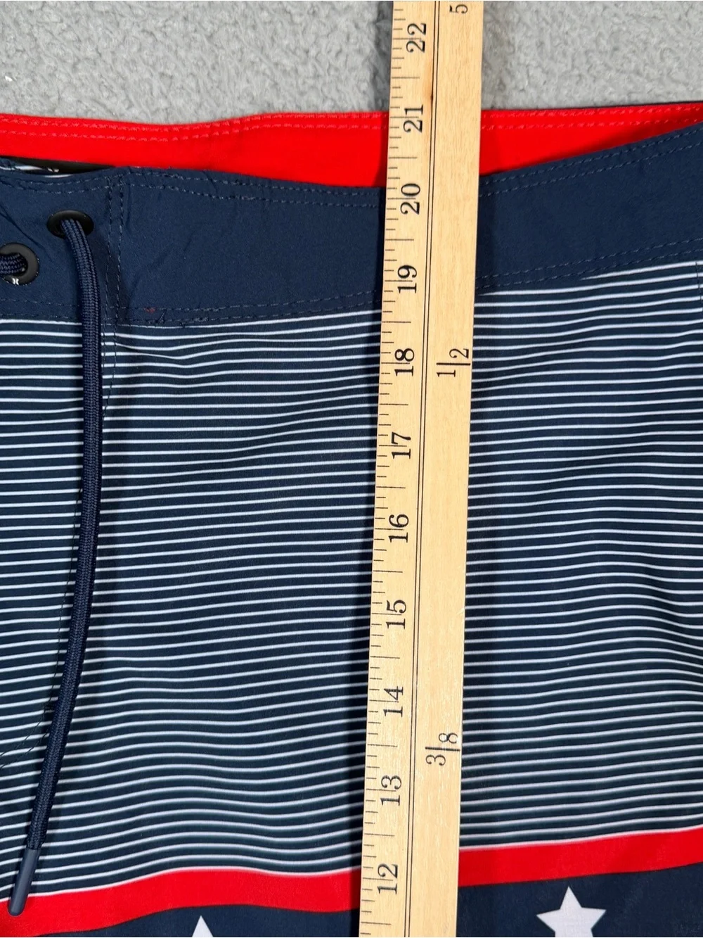 Hurley Navy and White Star Print Swim Board Shorts Red Stripe